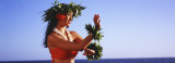 Side Profile of a Young Woman Hula Dancing  Hawaii  USA