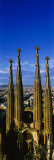High Section View of Towers of a Basilica  Sagrada Familia  Barcelona  Catalonia  Spain