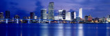 Panoramic View of an Urban Skyline at Night  Miami  Florida  USA