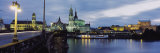 City Lit Up at Dusk  Dresden  Germany