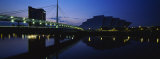 Bridge Lit Up at Dusk  Scottish Exhibition and Conference Center  Glasgow  Scotland  United Kingdom