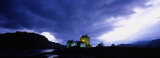 Low Angle View of a Castle Lit Up at Dusk  Eilean Donan Castle  Highlands  Scotland  United Kingdom