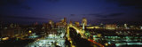 High Angle View of a City Lit Up at Dusk  Kansas City  Missouri  USA