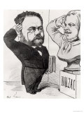 Caricature of Emile Zola Saluting a Bust of Honore de Balzac 1878
