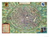 Town Plan of Bruges  from "Civitates Orbis Terrarum" by Georg Braun and Frans Hogenburg  circa 1572