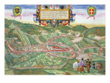 Map of Serravalle  from Civitates Orbis Terrarum by Georg Braun and Frans Hogenberg circa 1572-1617