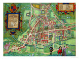 Map of Cambridge  from "Civitates Orbis Terrarum" by Georg Braun and Frans Hogenberg  circa 1572
