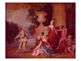 Italian Comedians in a Park  circa 1725