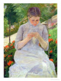 Young Woman Sewing in the Garden  circa 1880-82