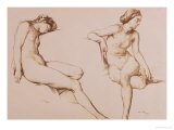 Sepia Drawing of Nude Woman  circa 1860