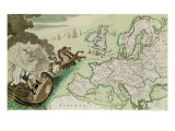 Map Illustrating the Naval Attack on England by Napoleon Bonaparte circa 1803-04