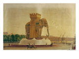View of the Elephant Fountain at the Place de La Bastille  circa 1805-1810