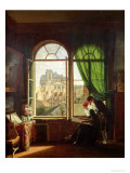 View of Saint-Eustache Church from a House on Rue Platriere Or  the Artist's Interior  circa 1810