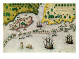 The Arrival of the English in Virginia  from "Admiranda Narratio"  1585-88