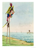 Caricature of Napoleon Standing on Stilts Observing Pitt and England Across the Channel