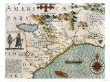 Coast of North Carolina  Detail of the Map Titled "Virginiae Item et Floridae"  Pub 1619