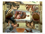 Sistine Chapel Ceiling: God Separating the Land from the Sea  with Four Ignudi  1510
