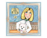 Blonde Lady Veterinarian and West Highland Terrier Westie Dog