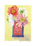 Flowers in a Red and Blue Can