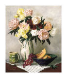 Peach Peonies and Irises