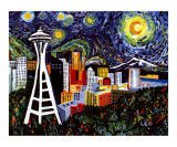 Space Needle with Starry Night