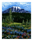 Mt Rainier Blue and Red Flowers