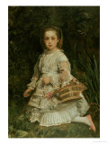 Portrait of Gracia  Daughter of Evans Lees  Full Length  Wearing a White Dress  Picking Flowers