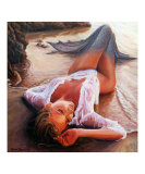 A mermaid in the sunset