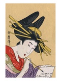 Japanese Matchbox Label with a Woman Painting