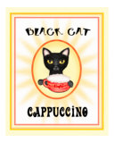 Black Cat Cappuccino Vintage Poster Print