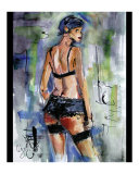 Lingerie French Girl 1 with Black Background