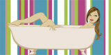 Girl in Bathtub with Stripes