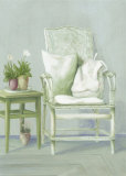 White Wicker Chair with Pillows