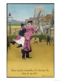 Lady Demonstrating for Womens Rights Has the Good Fortune to be Picked up by a Policeman