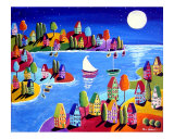 Colorful Houses Under The Moon
