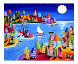 Colorful Houses Under The Moon