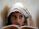 Small Girl Takes Lessons at the Nangalam High School in Nangalam  Eastern Afghanistan