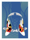 Two Koi Fish Swimming Side by Side