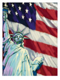 Statue of Liberty and American Flag