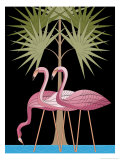 Three Pink Flamingos