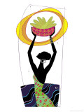 An African Woman Holding a Basket of Corn in the Air