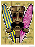 Tiki Statue Holding Surfboards