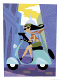 A Woman Riding a Scooter