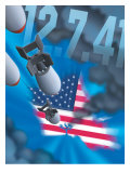 Pearl Harbor Day  Bombs Dropping on an American Flag  