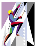 An Ice Climber Scaling an Incline