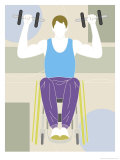 Man in a Wheelchair Working out with Hand Weights