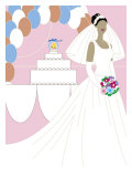 Bride Posing in Front of a Wedding Cake  Grouped Elements