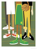 Close-Up of Children's Legs with Basketball