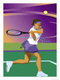 A Female Tennis Player Swinging at a Tennis Ball
