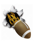 Football in Flames Bursting Through Paper